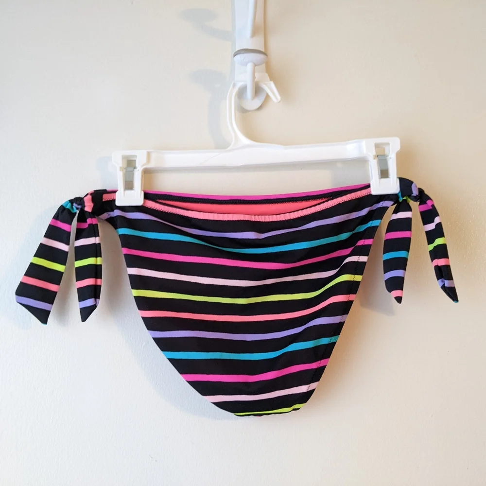 Victoria's Secret Black Multicolor Stripe Tie Bikini Bottom - Picture 4 of 5
